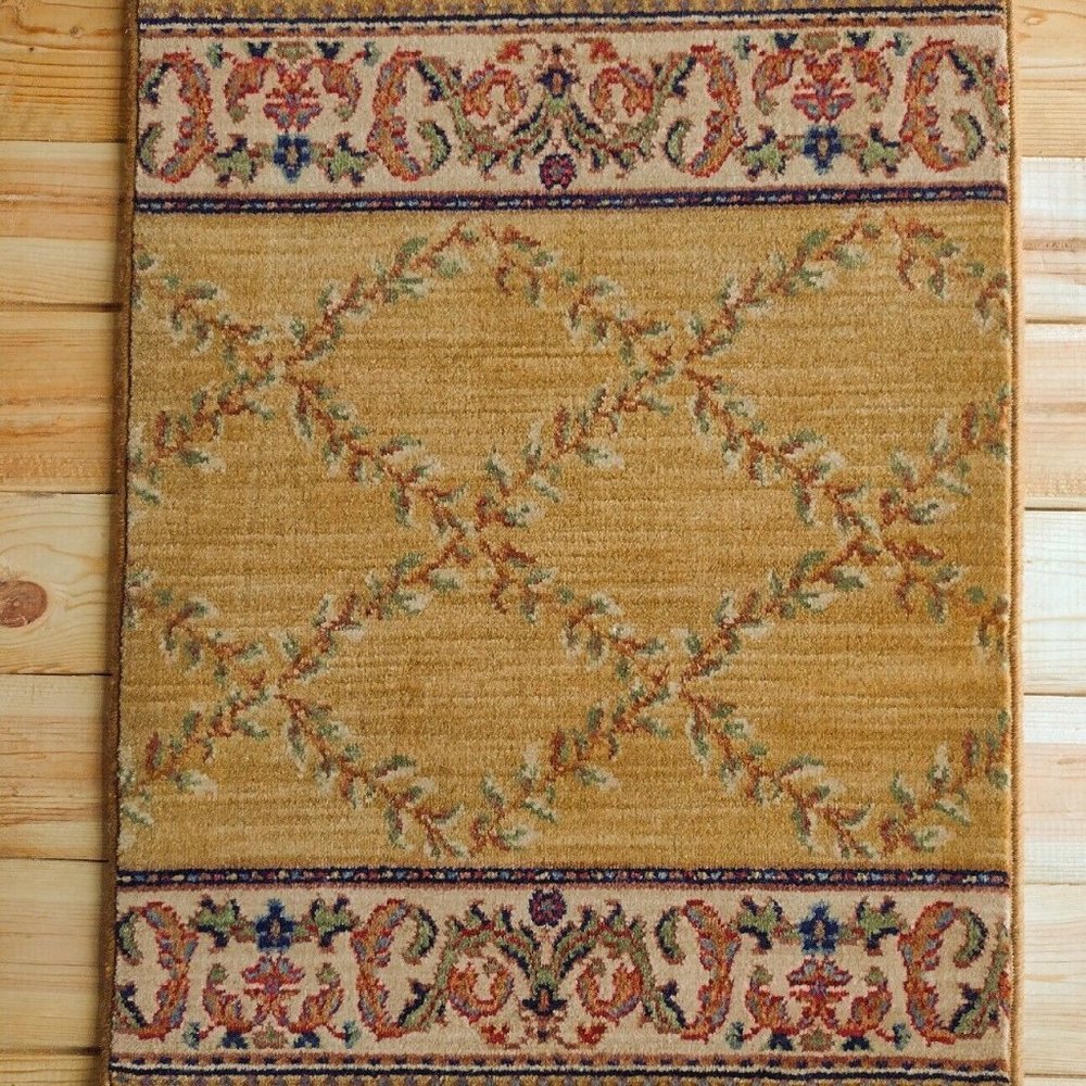 KARASTAN 100% WILLIAM MORRIS NEW ZEALAND WOOL 2120R/00525 GOLD RUG 2'6" X 2'